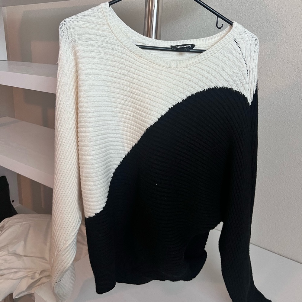 Express black and white warm sweater